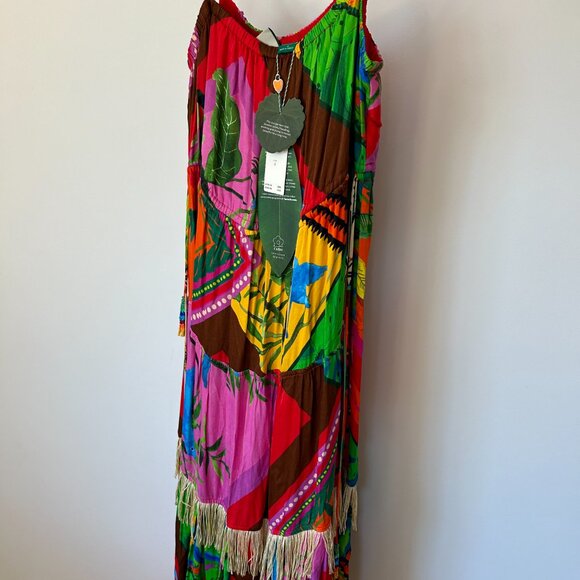 NWT Farm Rio x Anthropologie Palila Fringed Midi Dress - Picture 2 of 6